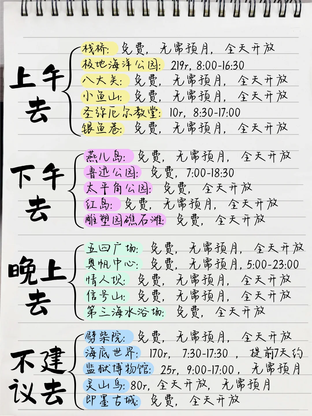 青岛回来后📝熬夜手写的夏日旅游攻略