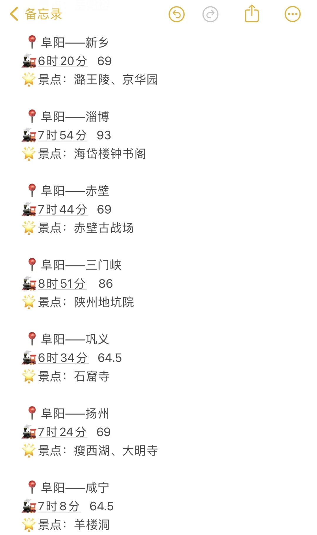 阜阳出发100以内直达城市（周边游）更全版
