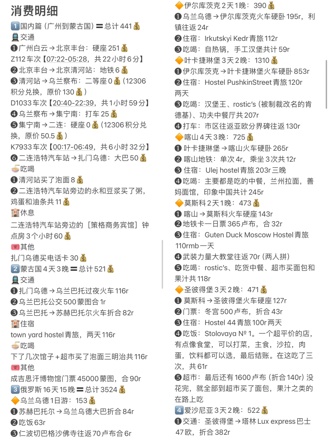一个人坐火车去欧洲40天10国花费1.1w明细