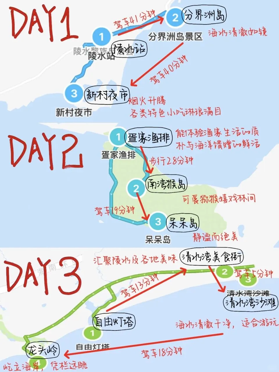 本J人对自己做的陵水攻略复盘甚是满意