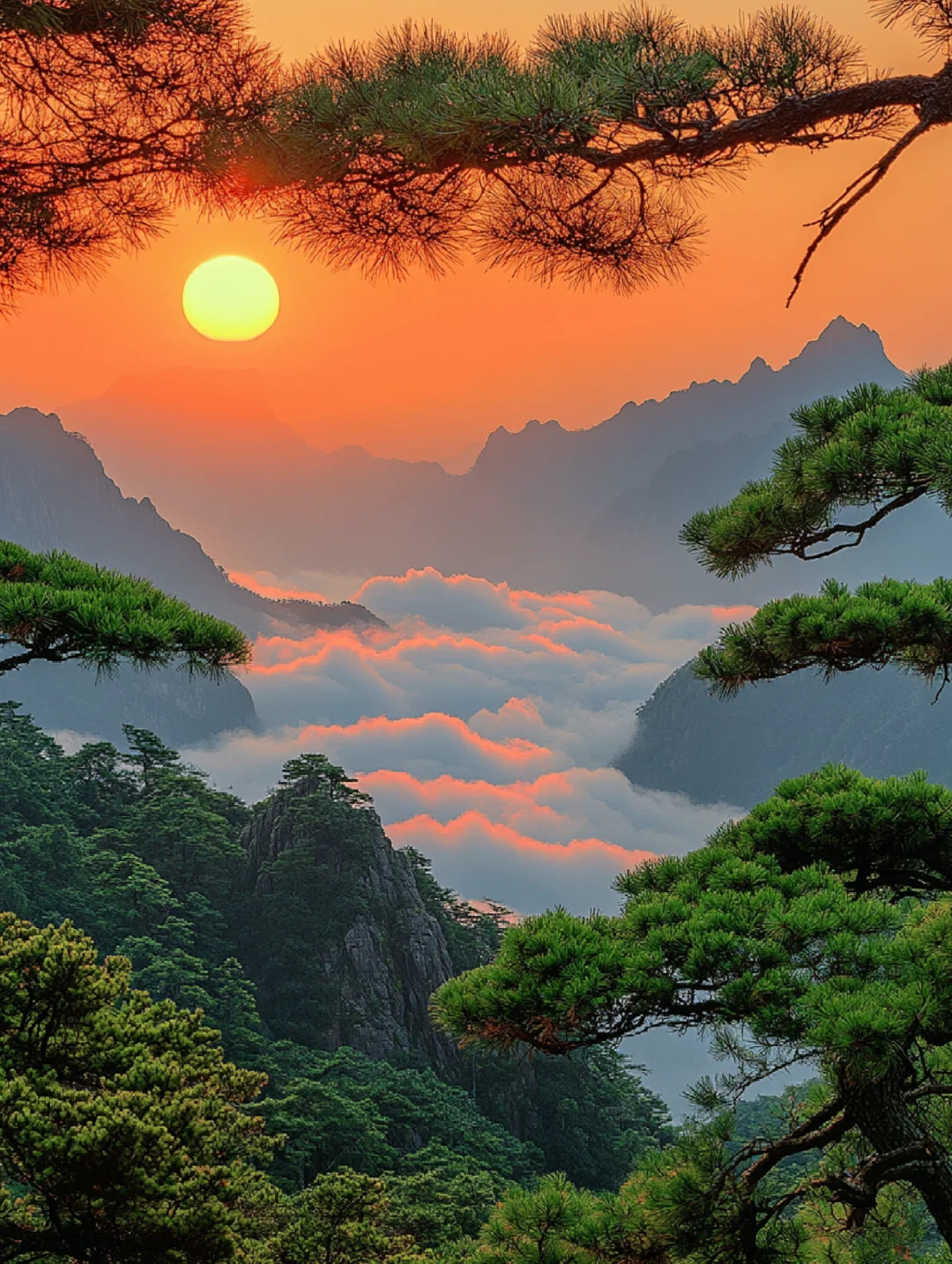 站在黄山之巅，迎接破晓的光辉