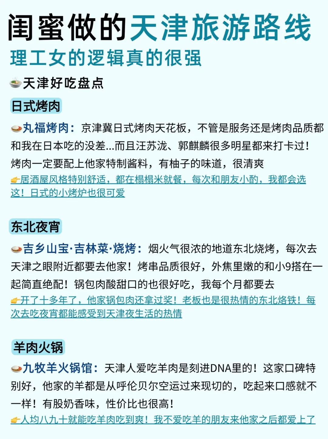 闺蜜做的天津旅游路线👭逻辑性真的很强