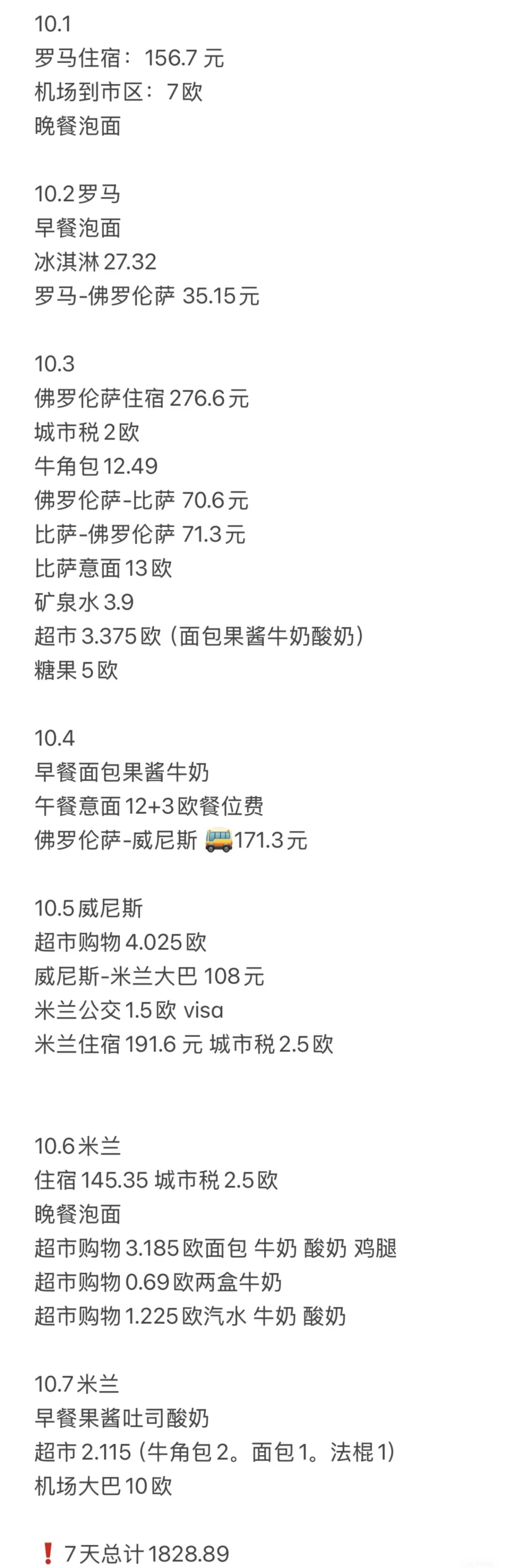 意大利7天6晚只花1800RMB，特种兵版