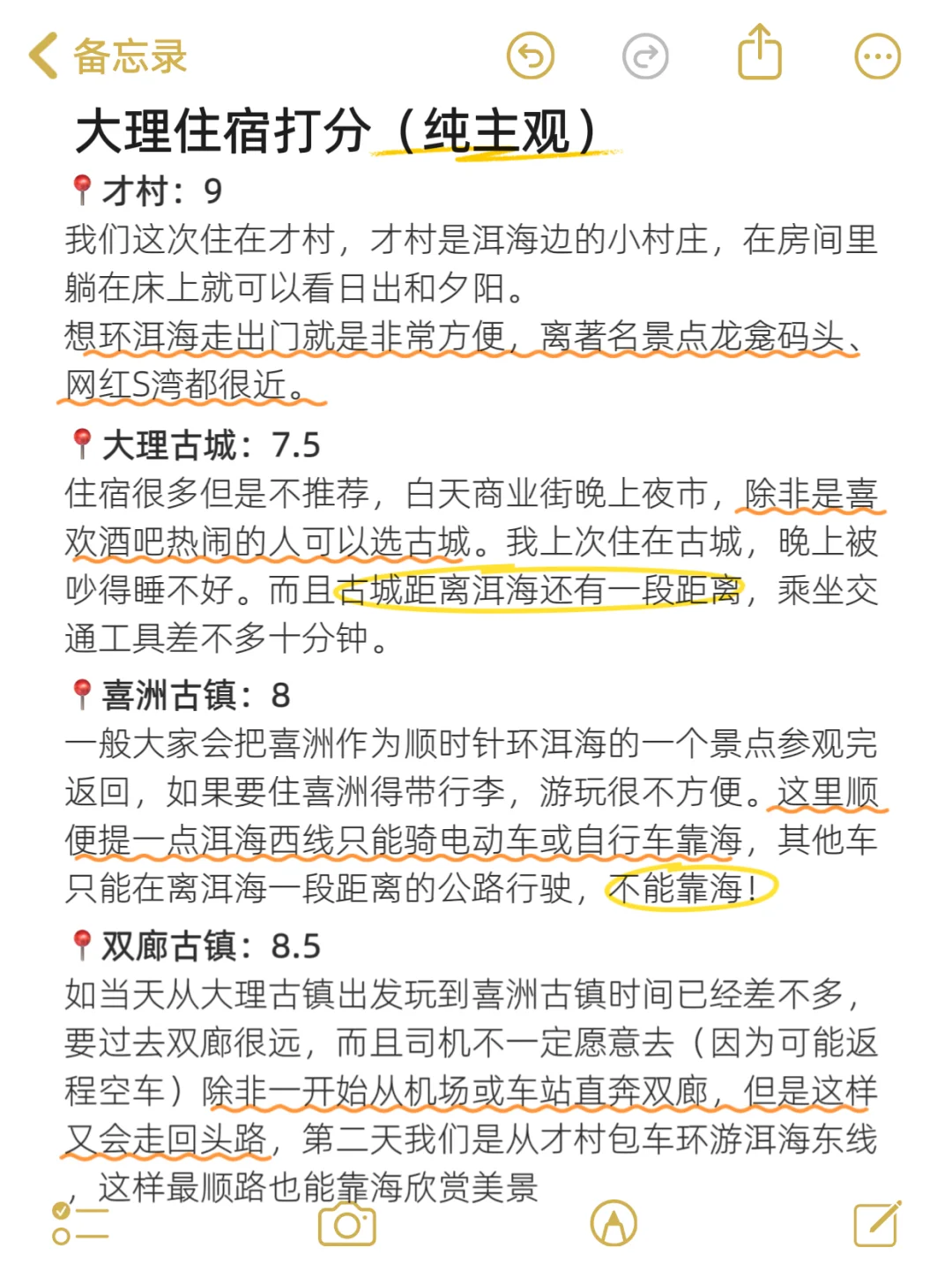 大理已回，景点打分（仅个人想法❗）