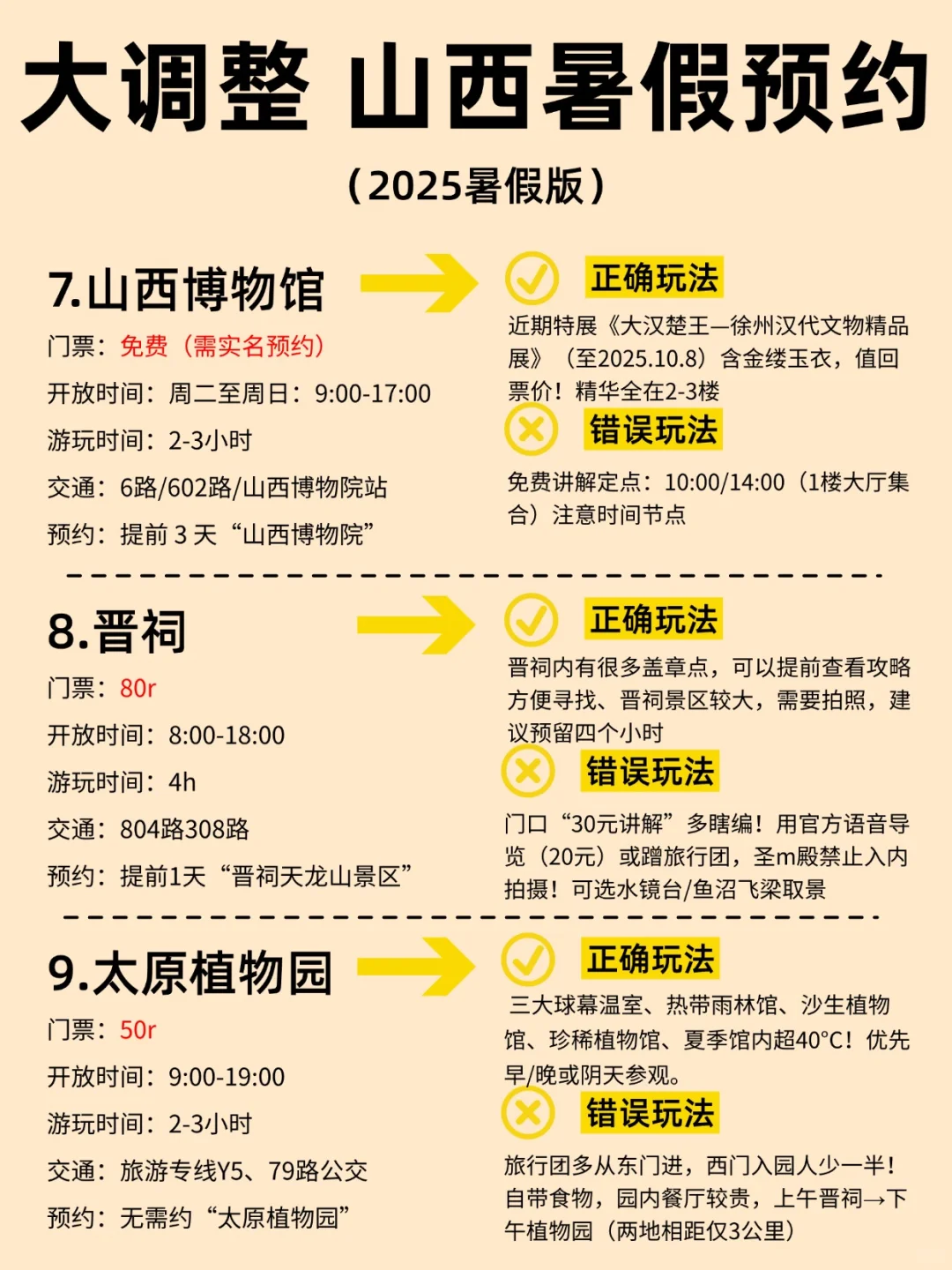 大调整 山西暑假预约（2025暑假版）