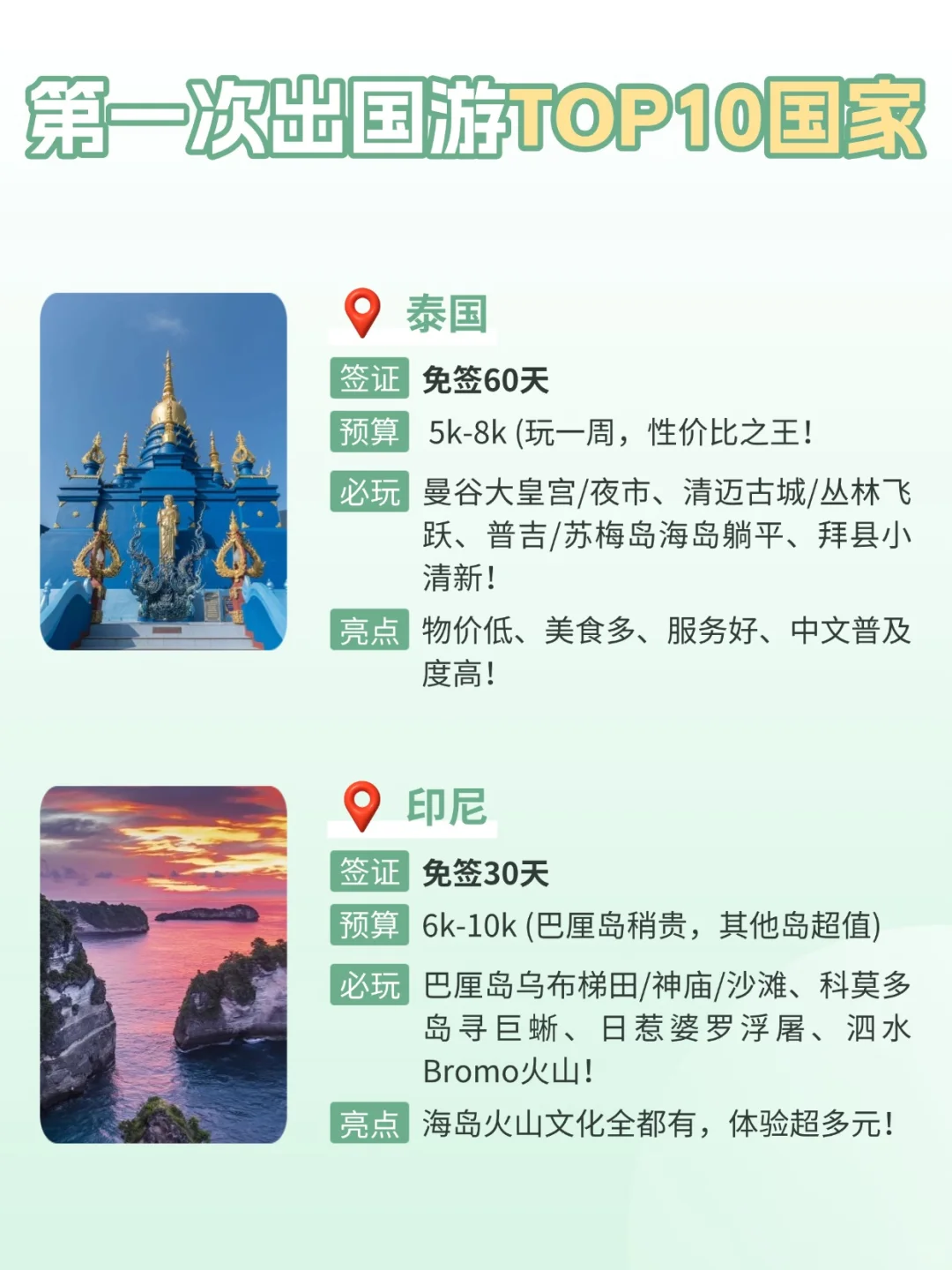 人生第一次出国游⁉️ 闭眼冲这🔟个国家