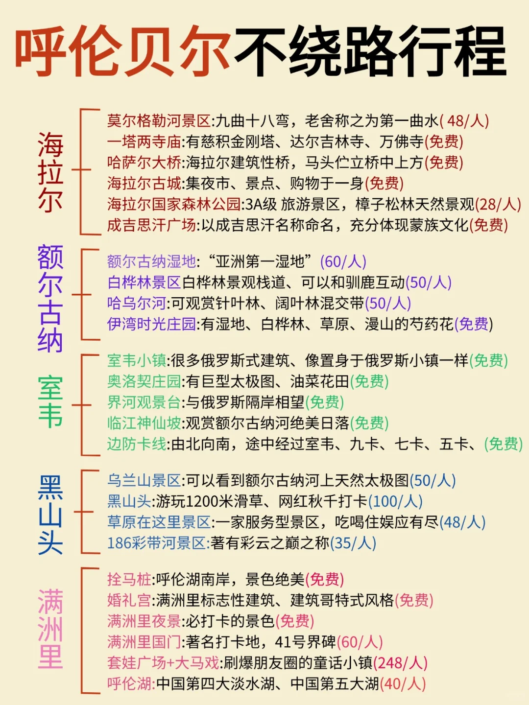 暑期来呼伦贝尔的不绕路行程来咯！