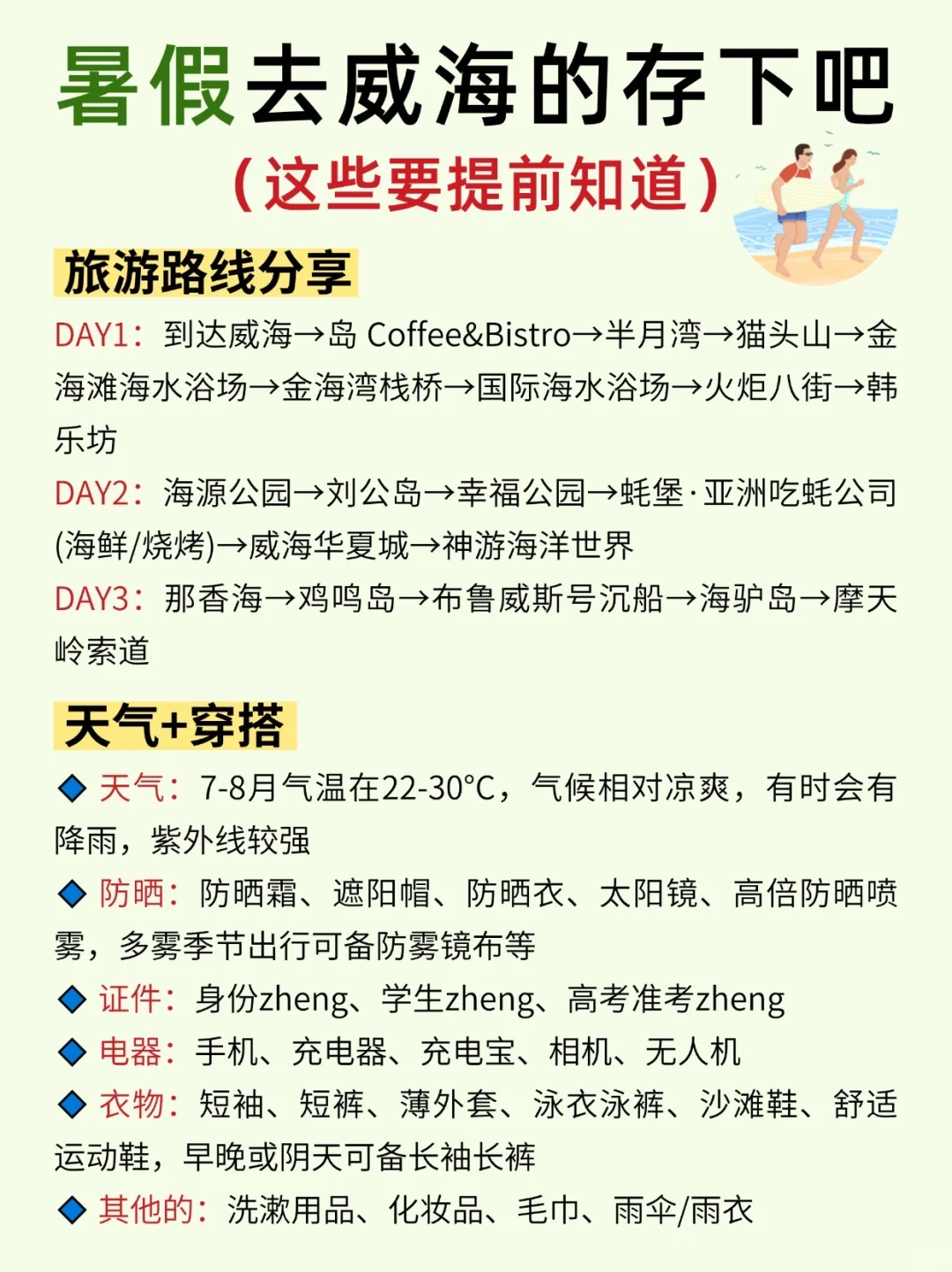 威海已回✌攻略已完善未出发的赶紧抄作业！