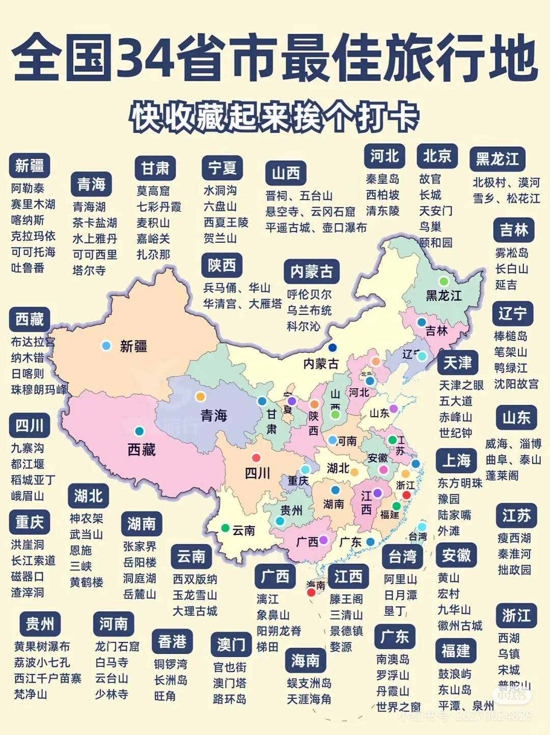 全国34省市最佳旅行地