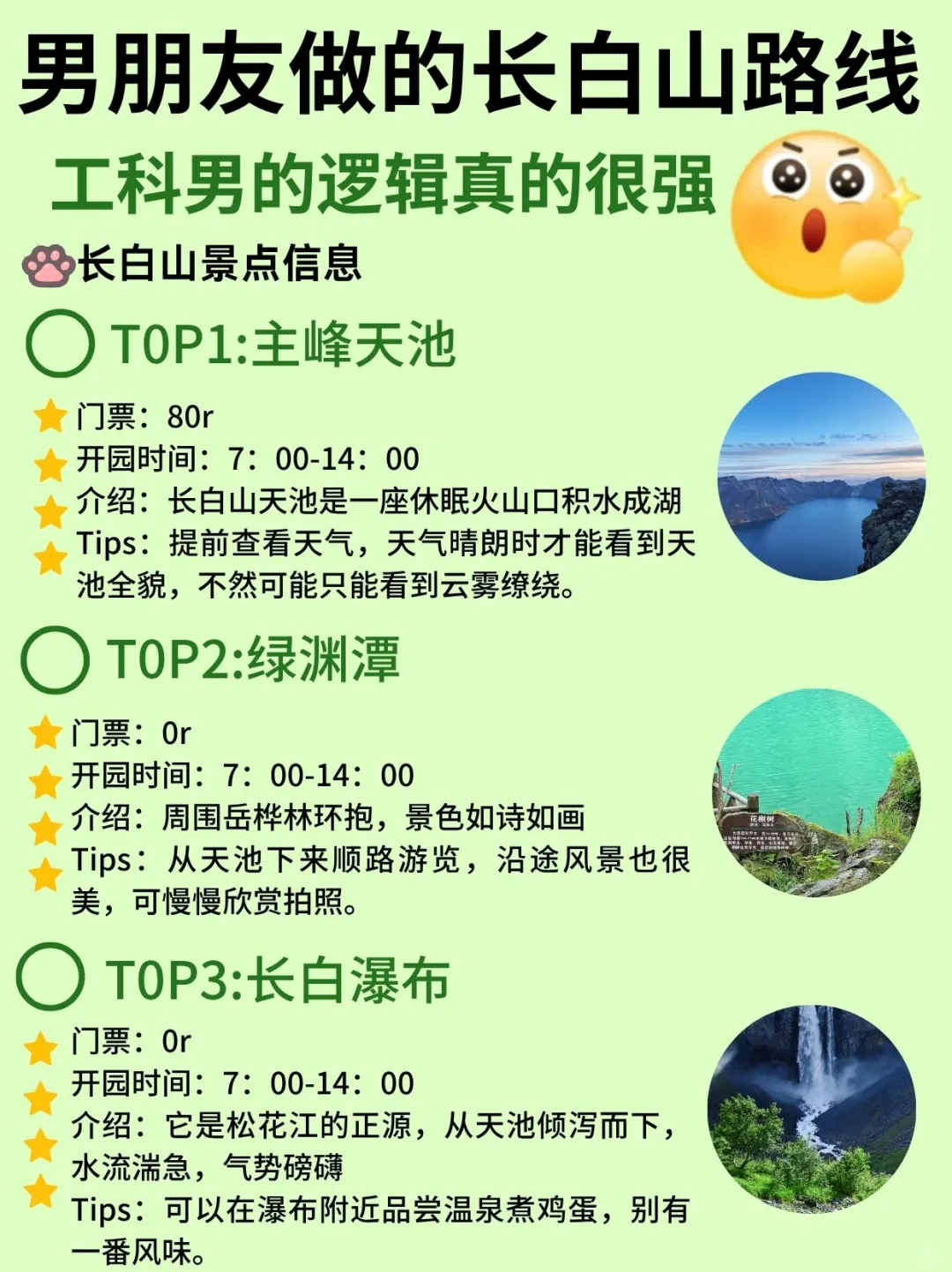 男朋友做的长白山路线~工科男的逻辑就是强