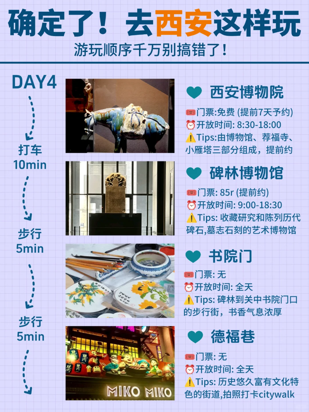 西安4日游citywalk路线！！！不走回头路！