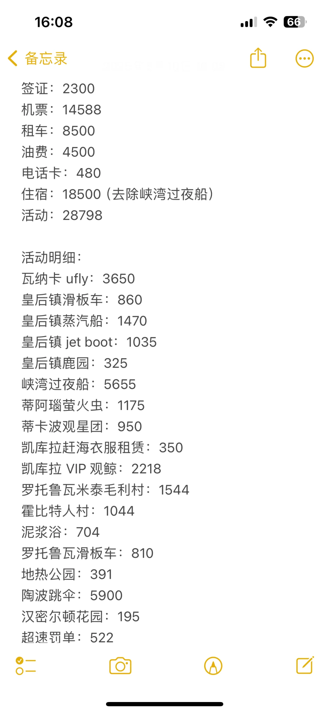两个人去新西兰22天花了多少钱