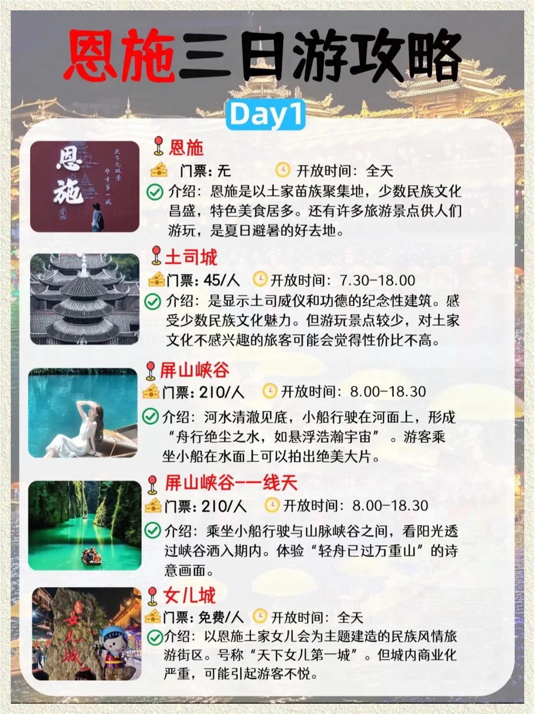 恩施旅游攻略天花板自驾详细指南必玩景点
