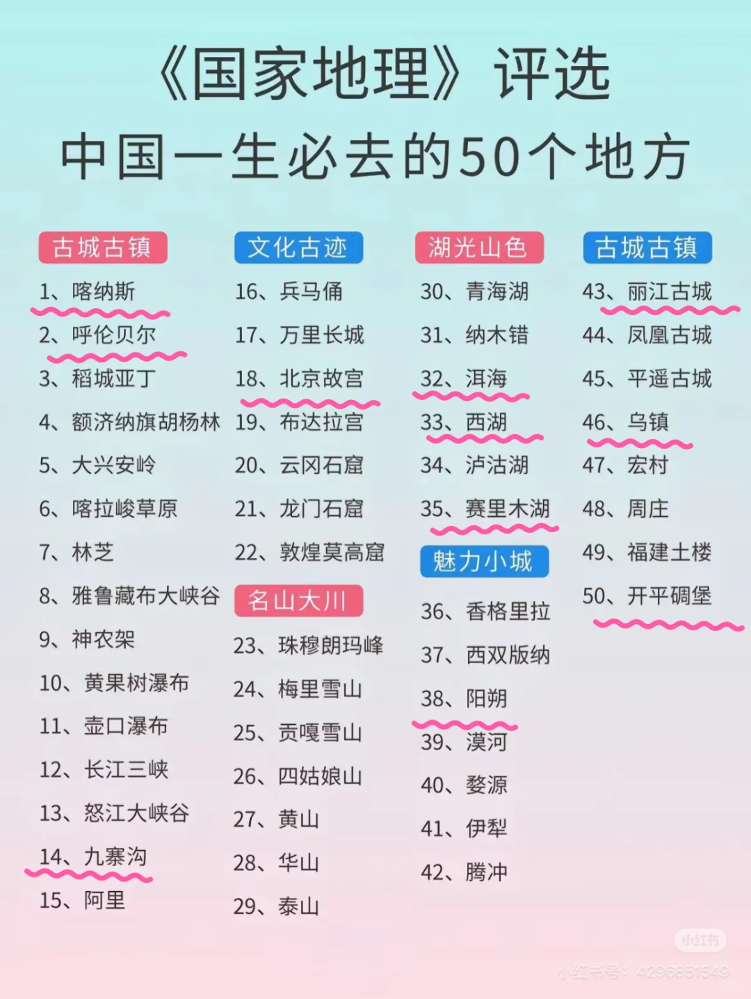 国内50个必去的地方