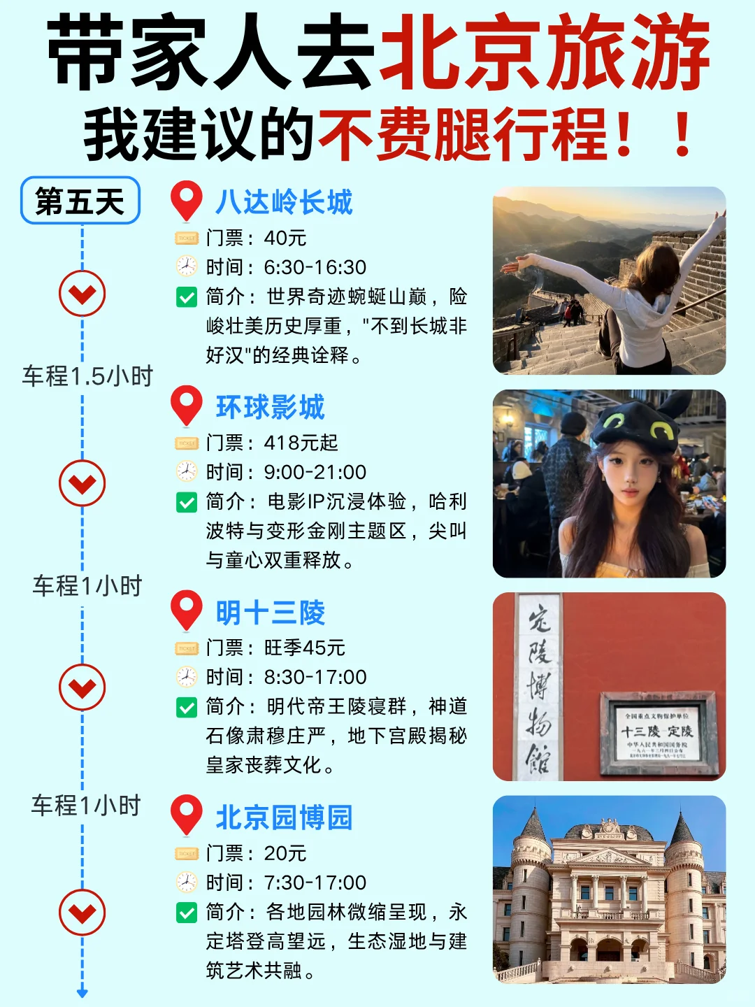 5-6月带家人北京旅游💯5天4晚不费腿行程
