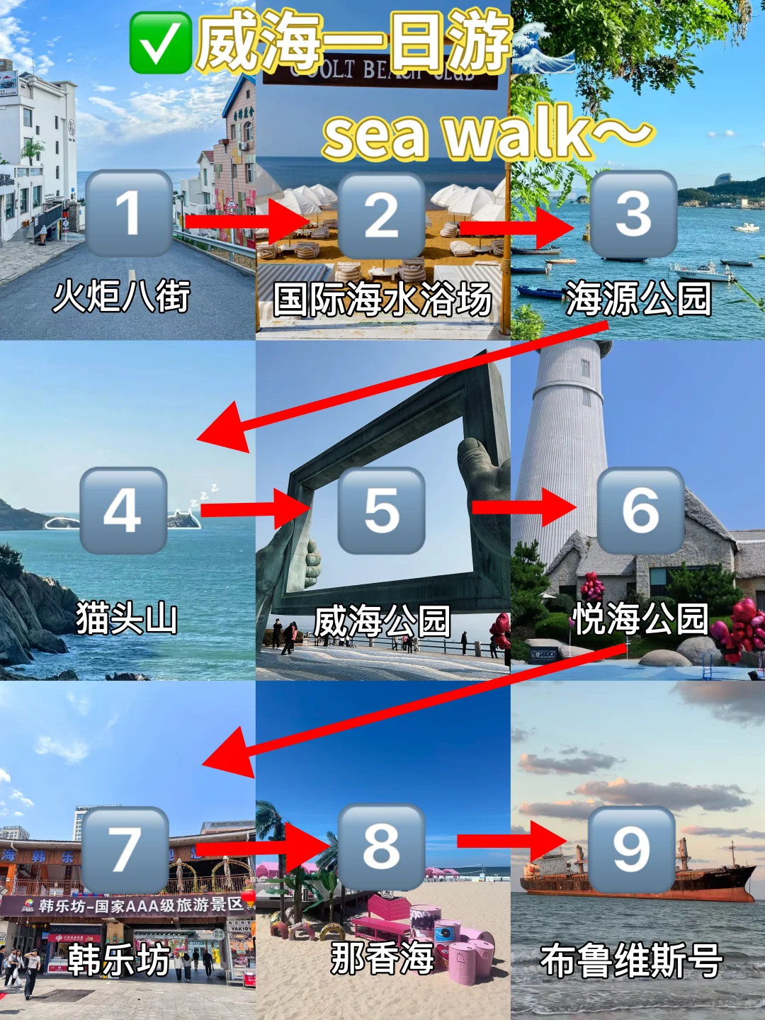 说实话，威海就只适合玩一天（不走回头路）