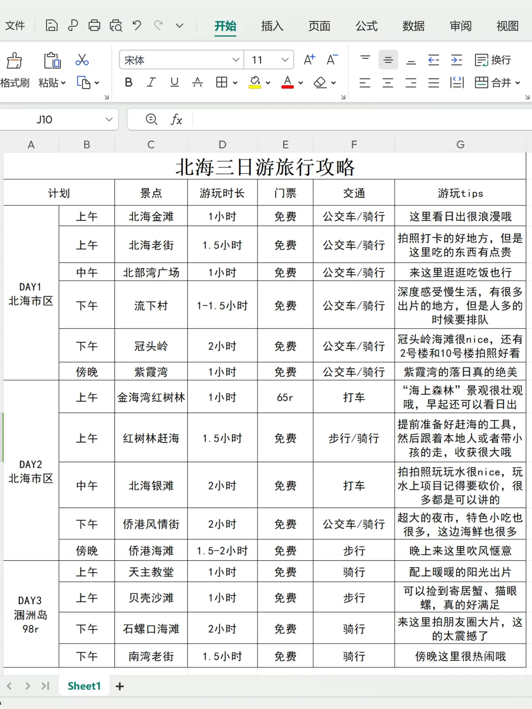 男朋友做的北海攻略已经 next level 了...