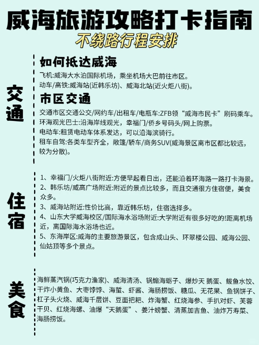 谁懂啊！！被自己做的威海攻略满意得睡不着