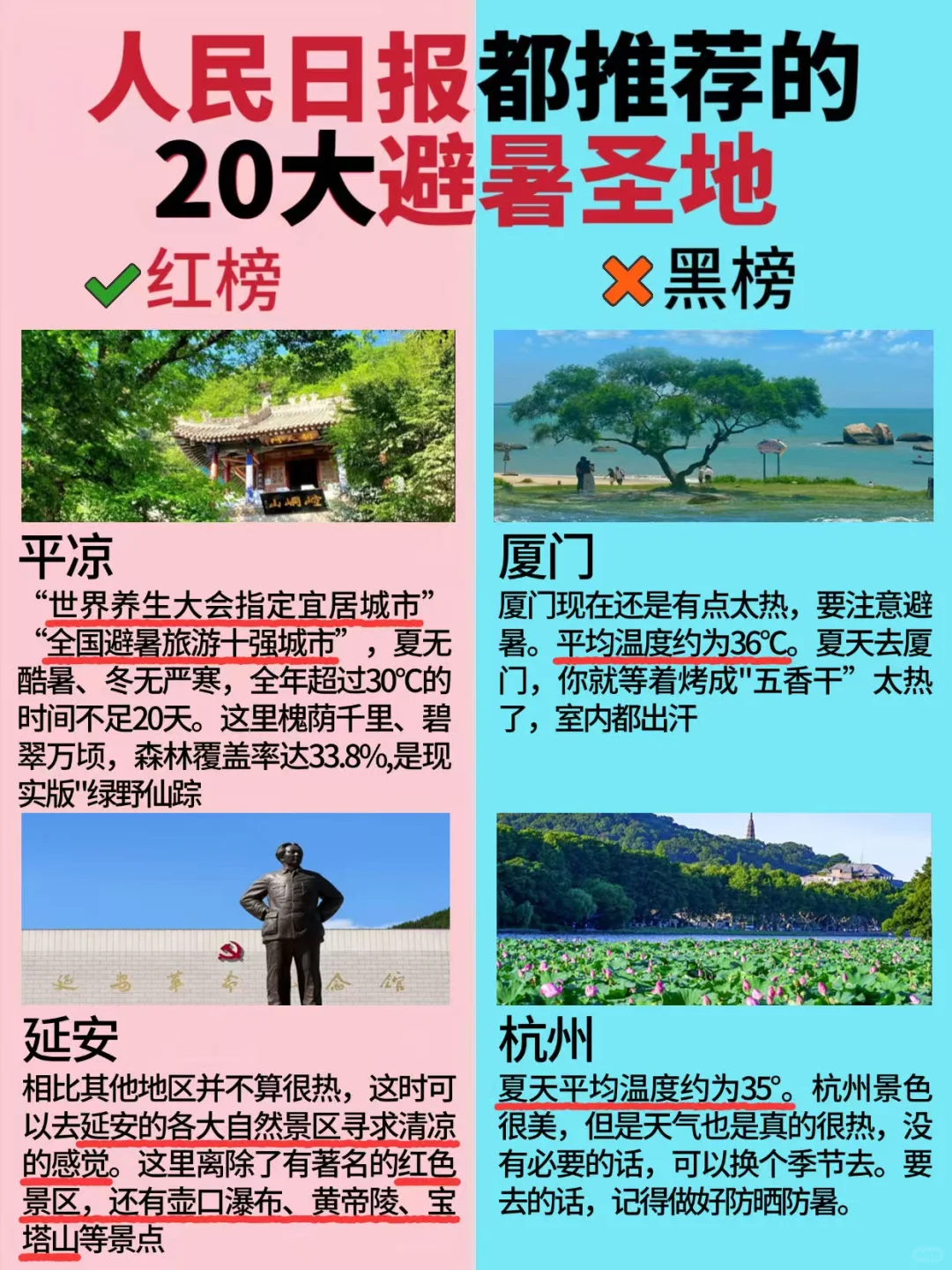 大众推荐的避暑胜地，暑假一定要去看看！