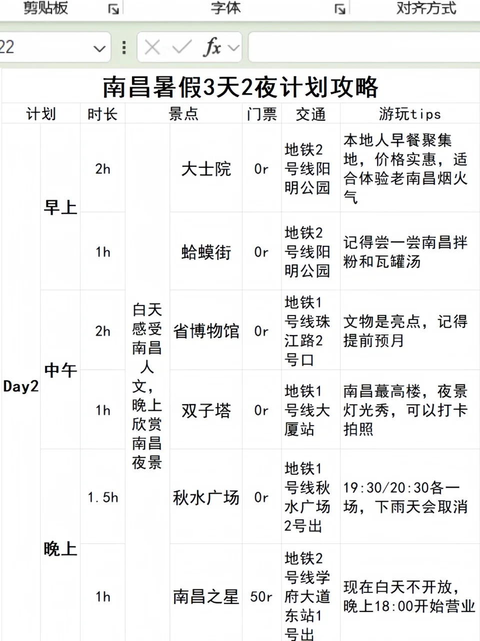 男朋友做的南昌旅游攻略已经next level了…
