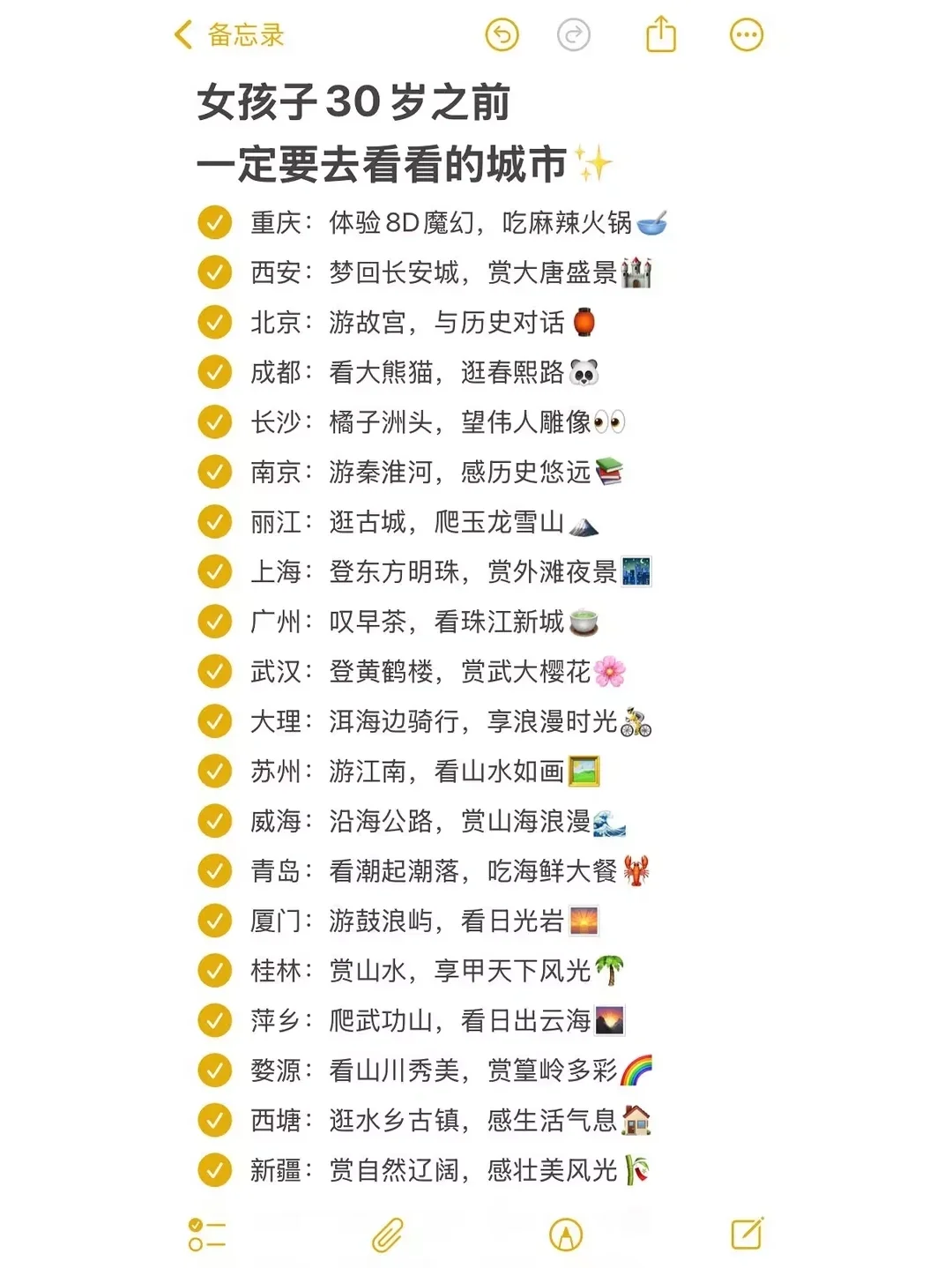 女孩子60岁前值得打卡的城市清单✨