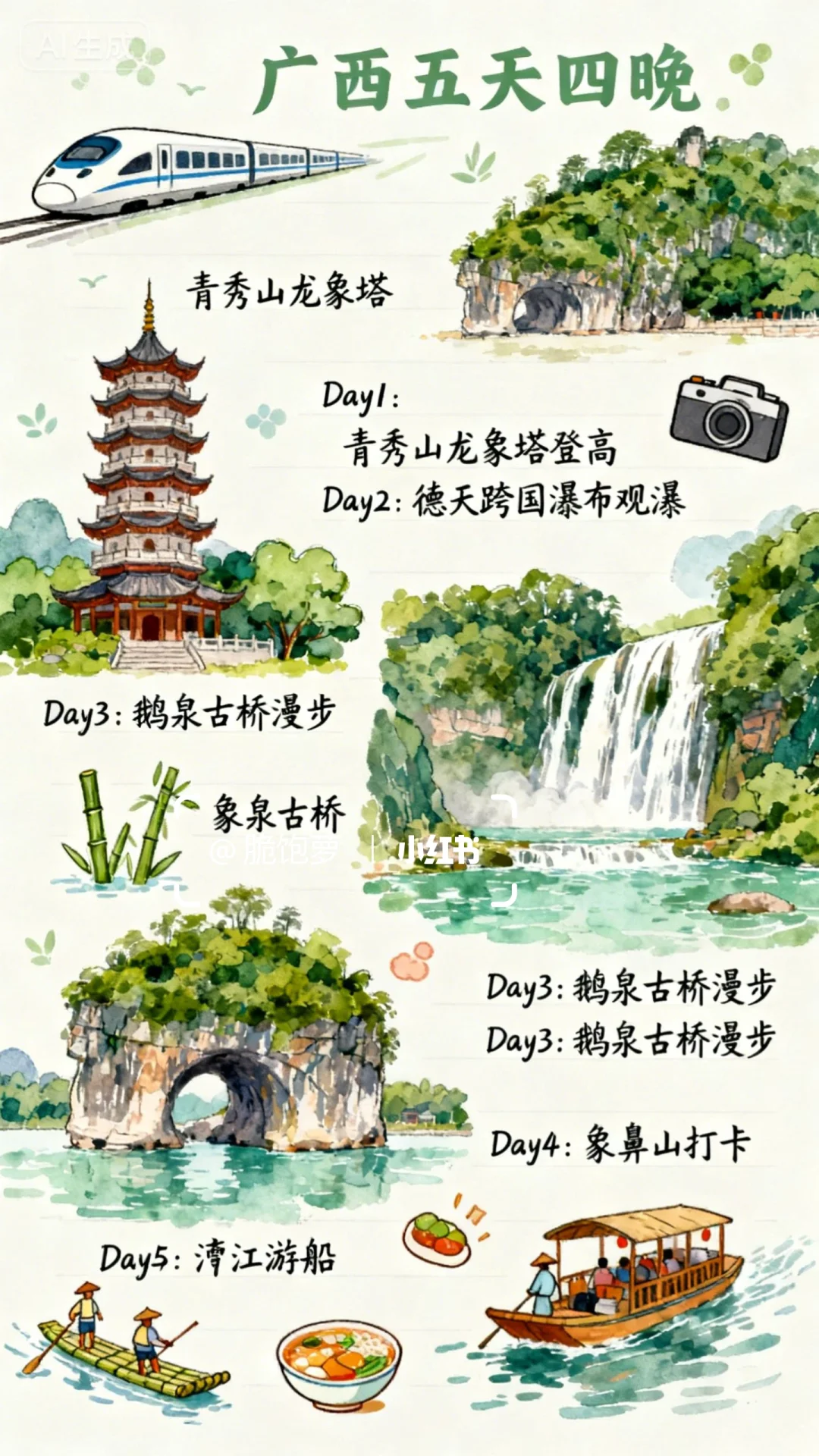 即梦2分钟画出超美旅行手绘行程图！
