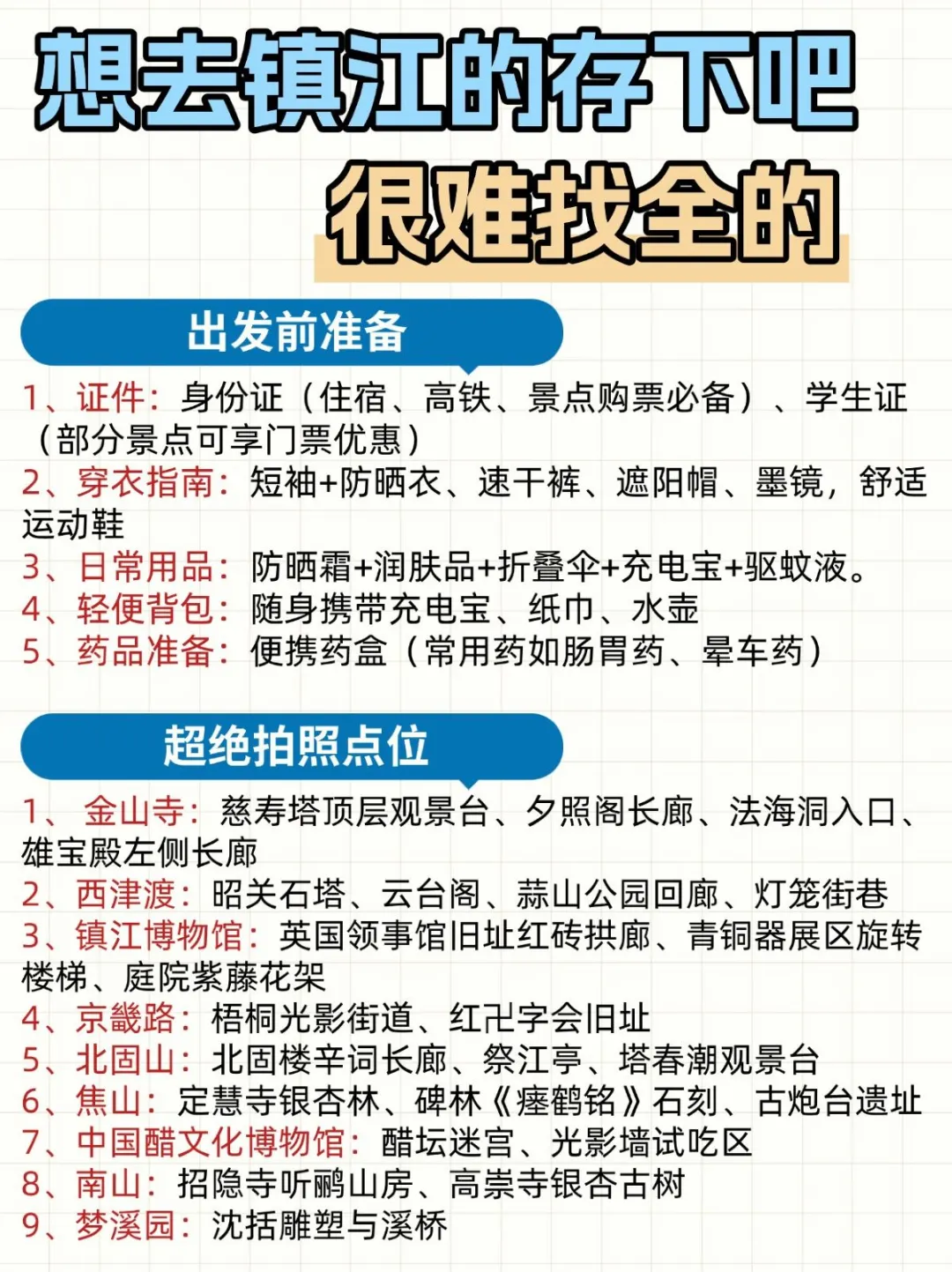 镇江已回📍2天1夜不绕路攻略（避雷版