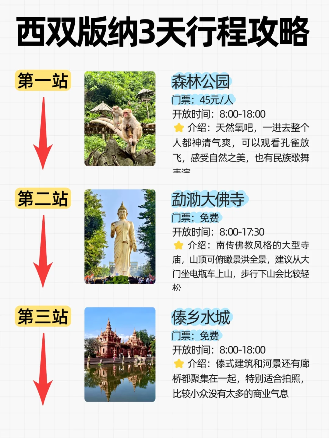版纳3日游｜8大景点+美食住宿