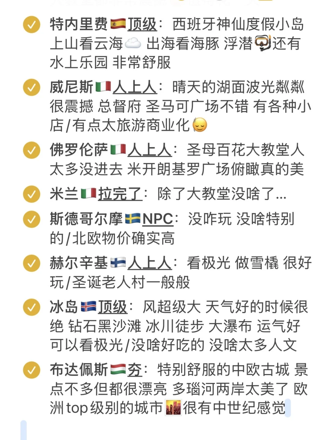 英区留子纯主观锐评全球30+城市旅游体验🌍