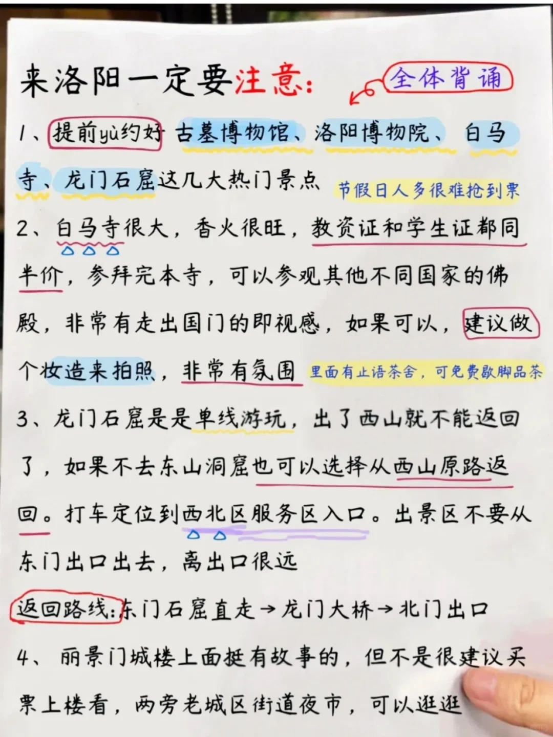 洛阳旅游!一份手绘地图📄带你玩转洛阳!