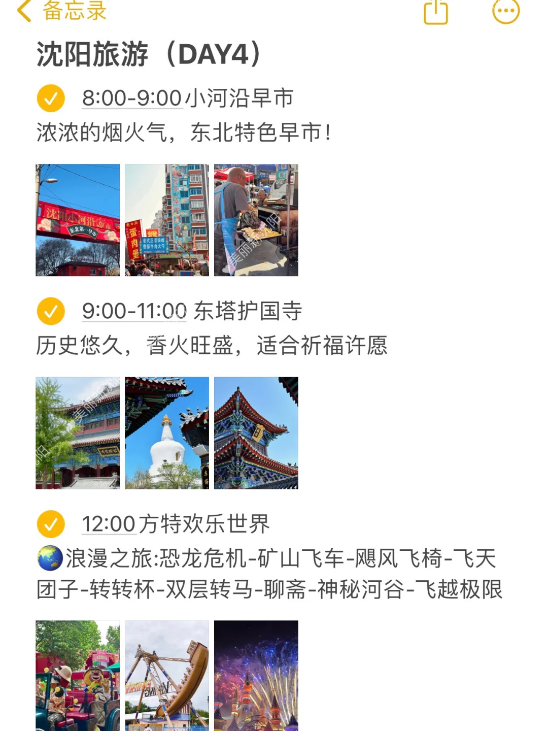 女朋友做的沈阳旅游攻略已经next level了