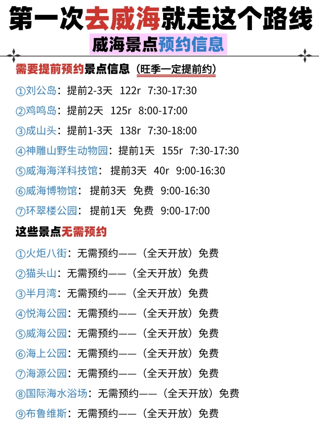 威海私藏版旅游攻略来啦 主打不绕路