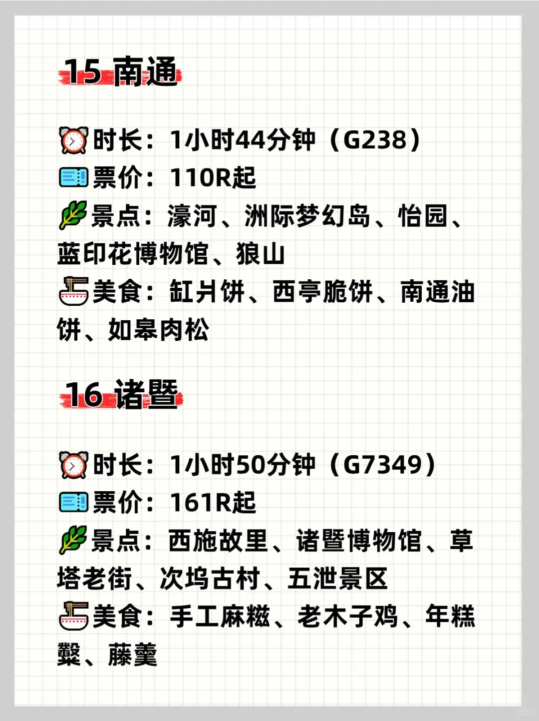 苏州❗2h高铁直达的18个旅游城市，码住