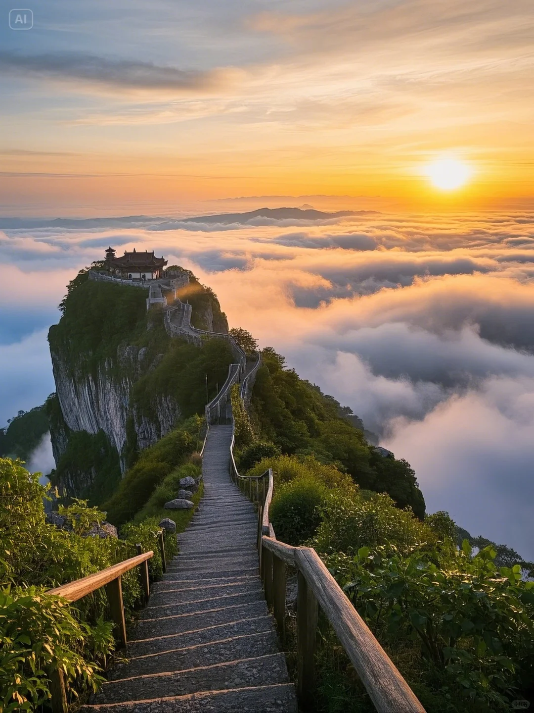 不想上班，去山顶看云海