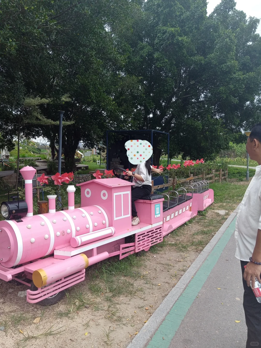 也去拍了那个粉色的玩具小火车