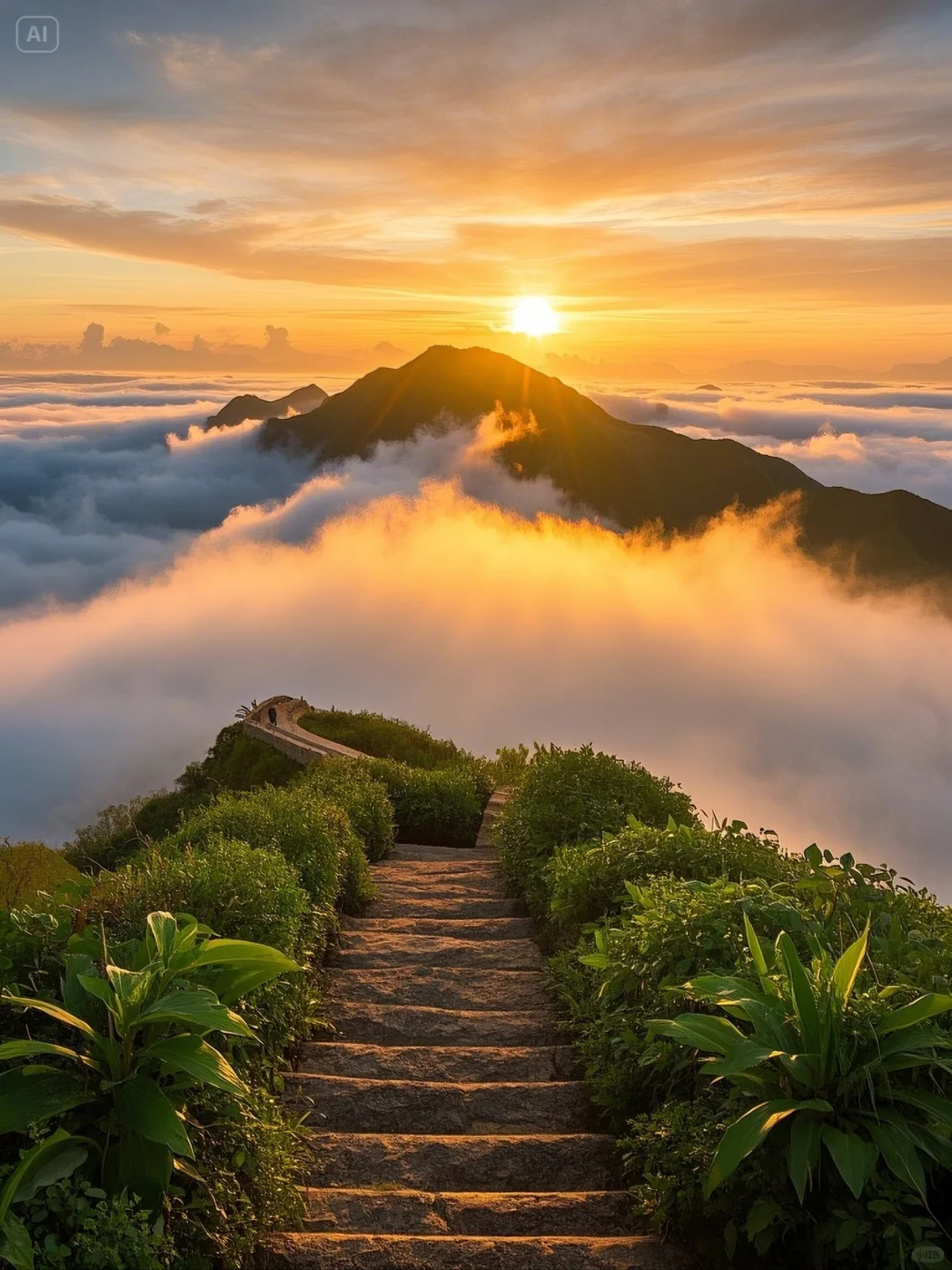 不想上班，去山顶看云海