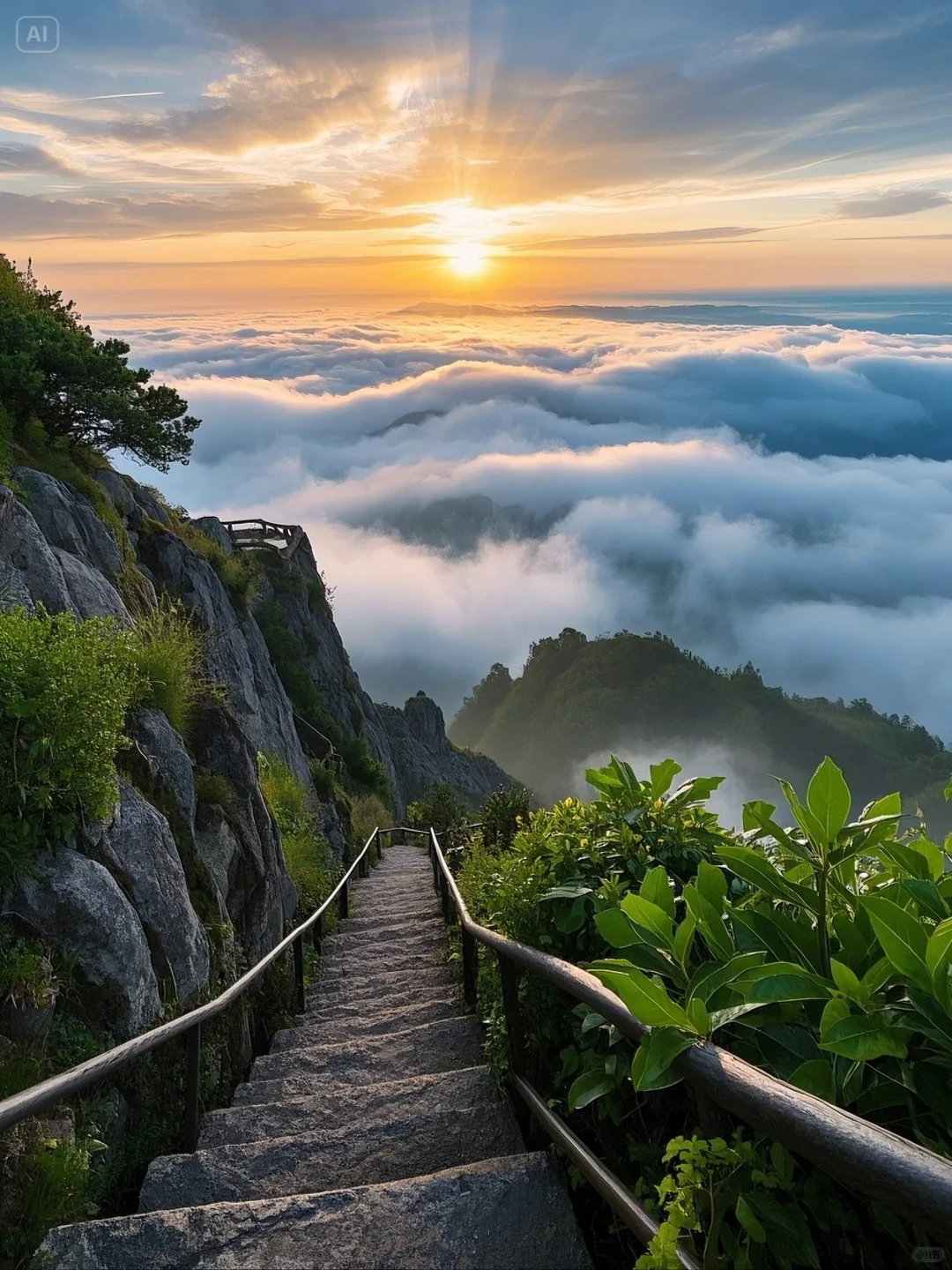 不想上班，去山顶看云海