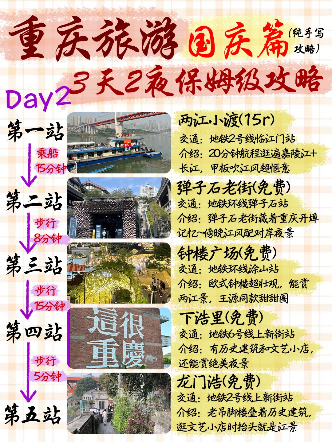 国庆重庆旅游|3天2夜保姆级攻略(纯手写)