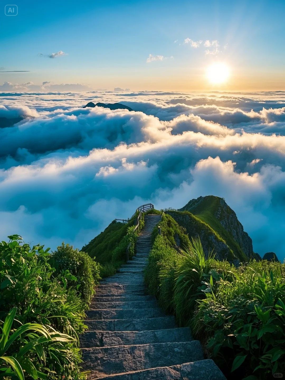 不想上班，去山顶看云海
