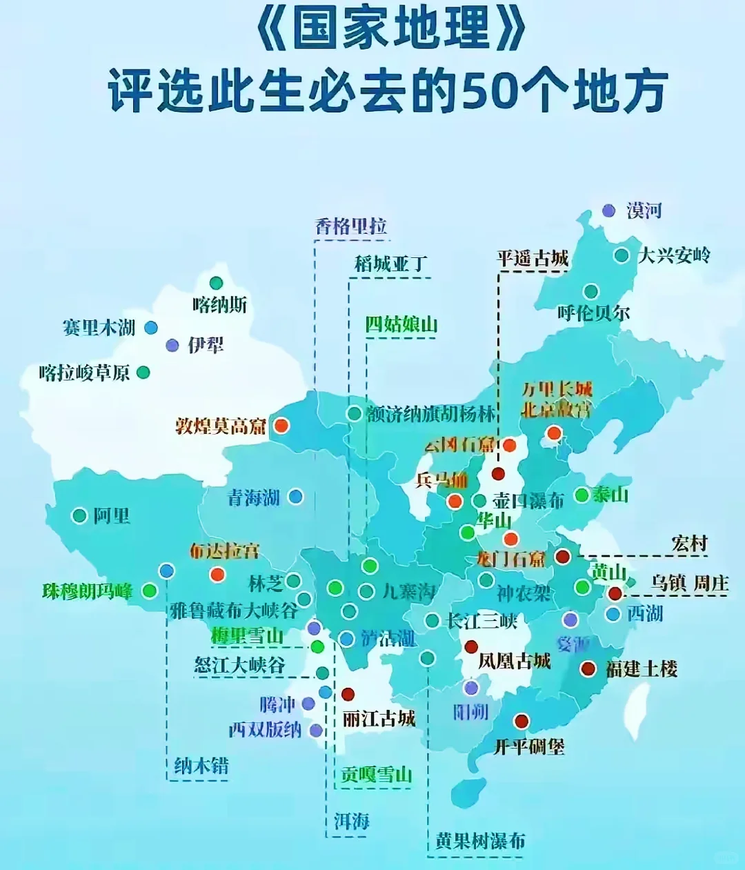 50个必须的地方留下了你的足迹吗？🤗