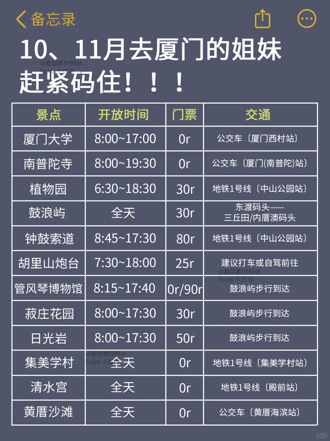 写给10-11月来厦门的姐妹👭保姆级攻略