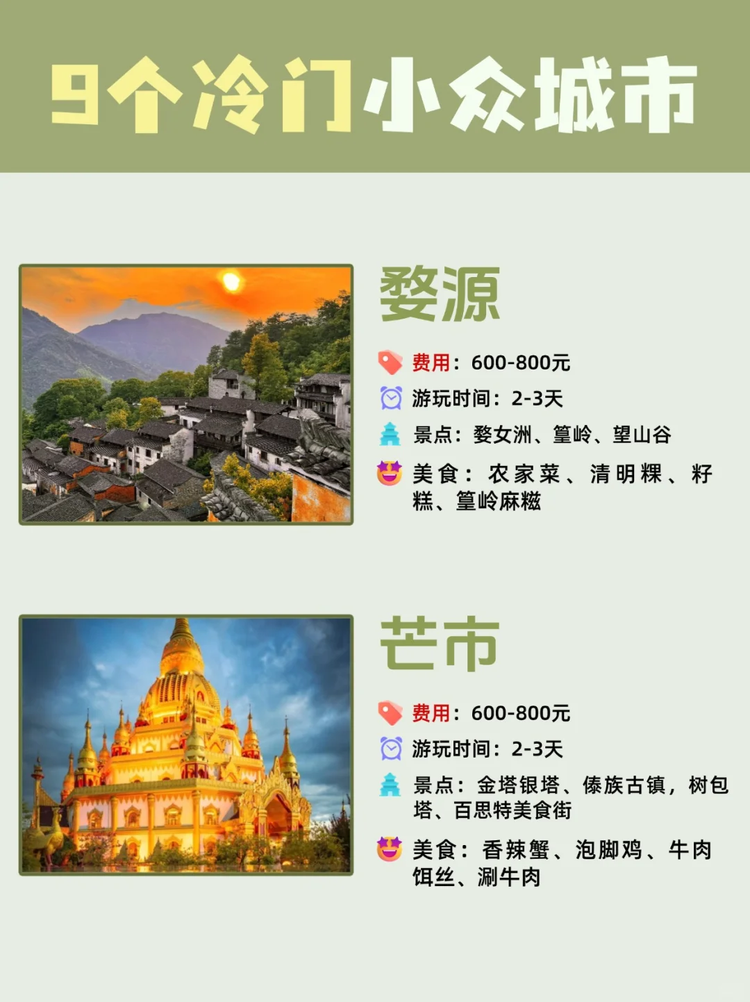 大胆猜测!90%人没去过这些小众城市旅游过❗