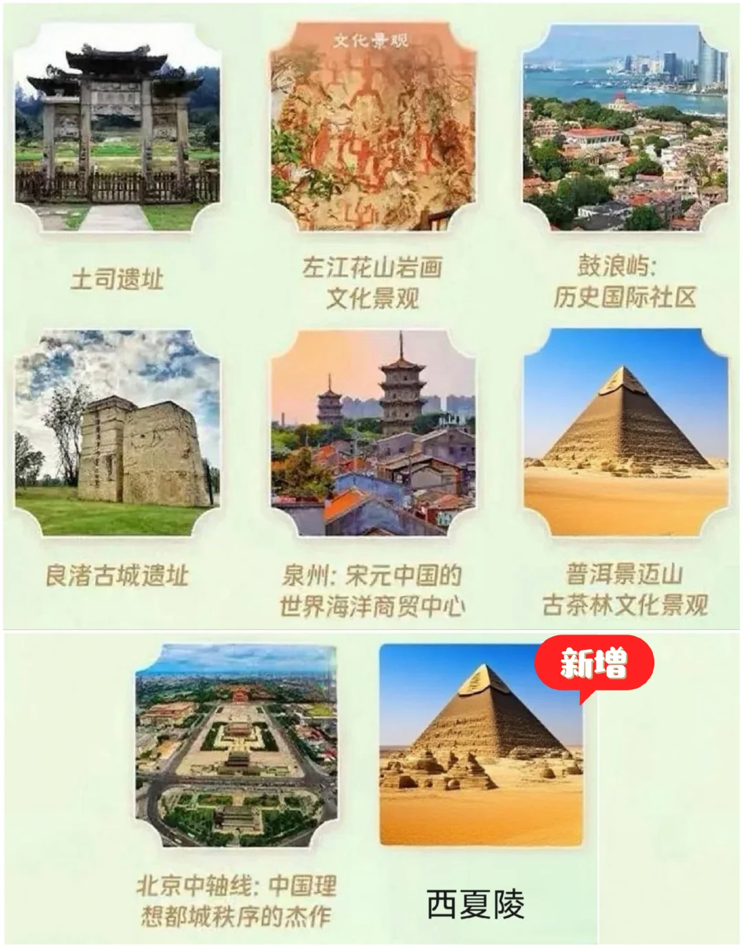 中国世界遗产（新增西夏陵）