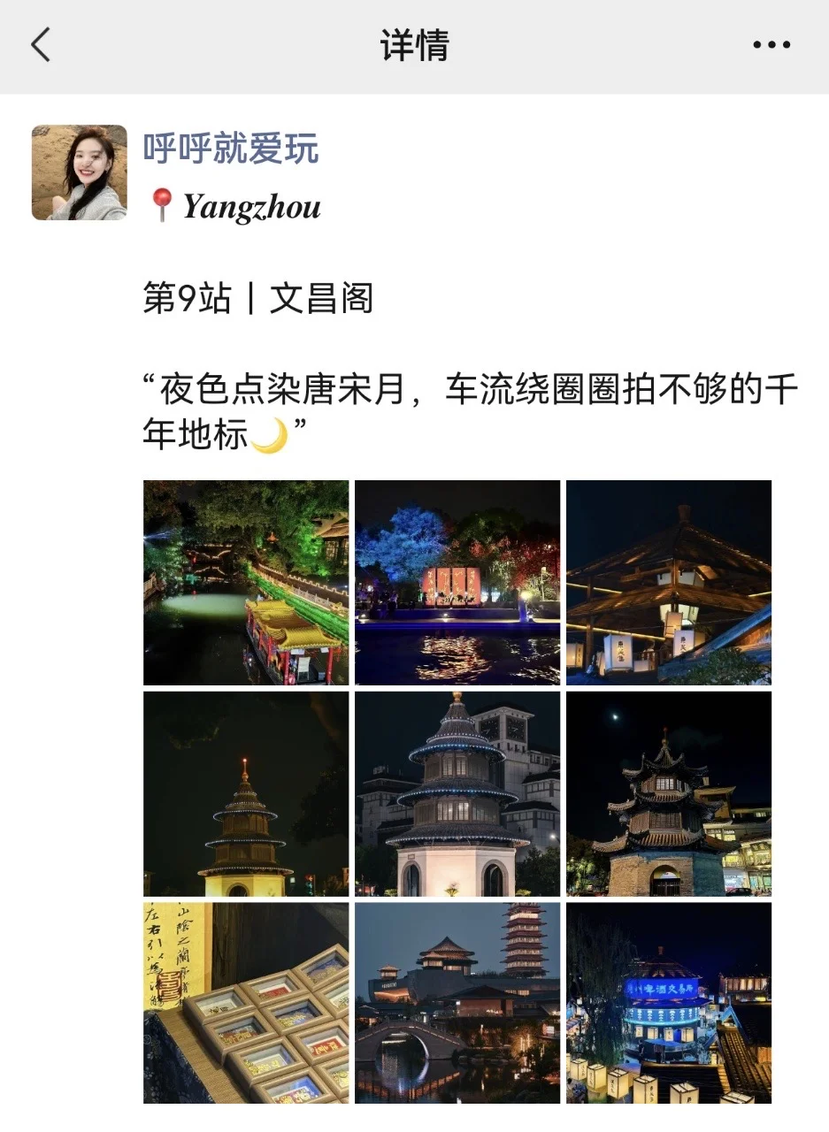 我说至于吗😅这姐去趟扬州发了9条朋友圈