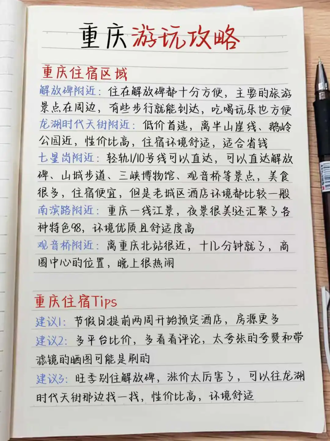 重庆旅游攻略💯熬夜手写的地图攻略🗺️