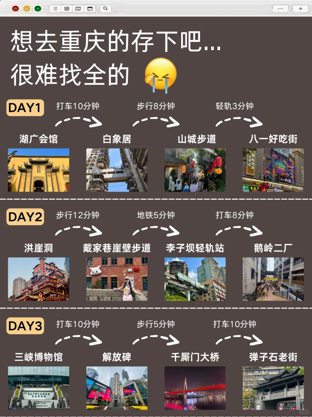 为什么我去重庆旅游之前没刷到这篇 😄