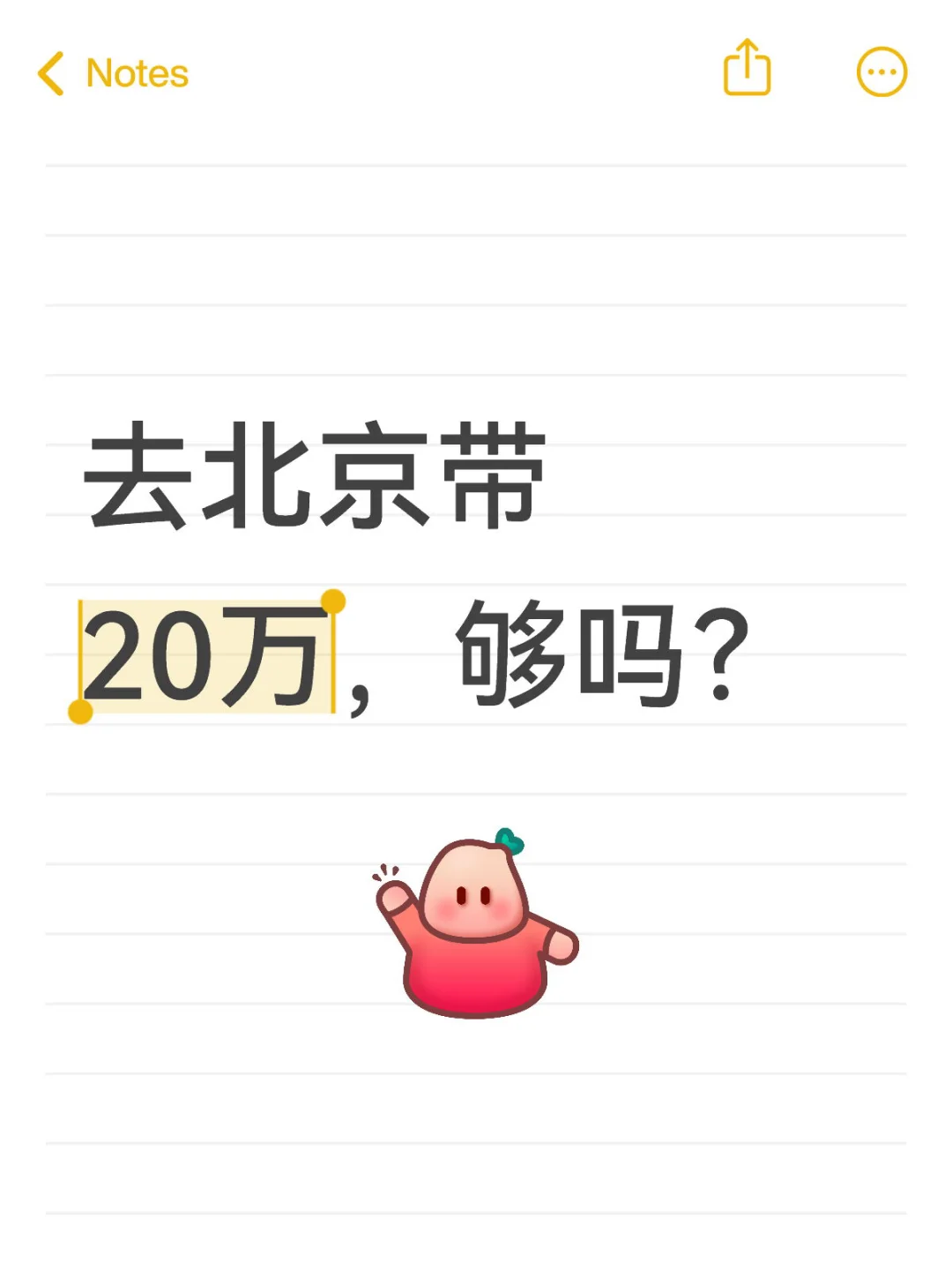 去北京带20万，够吗？
