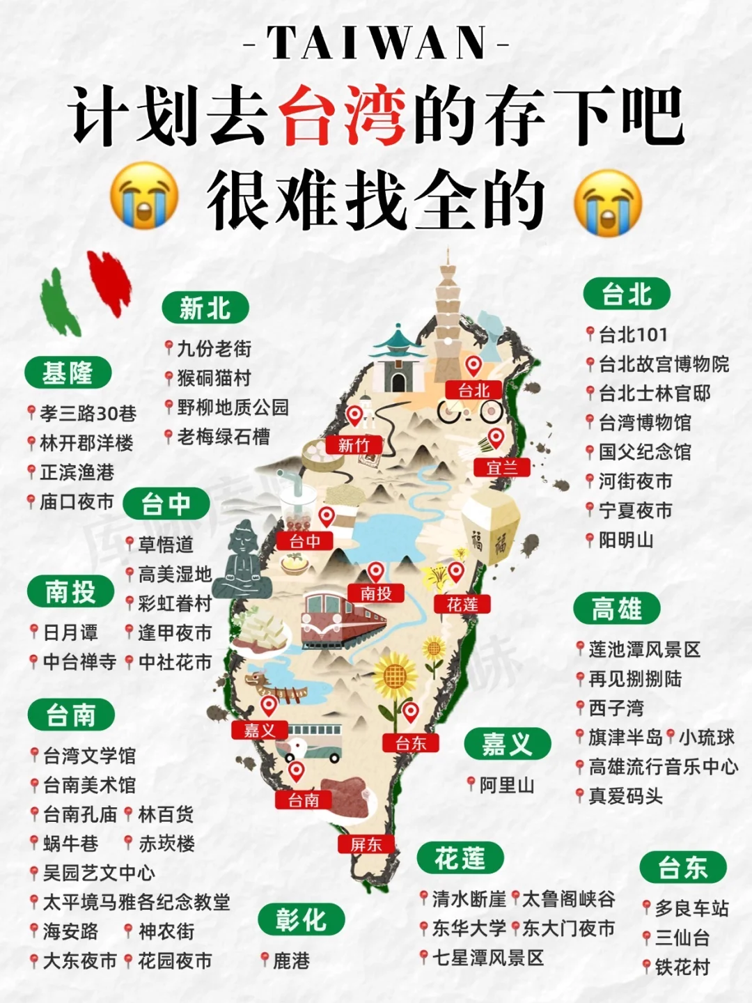 🌈J人台湾出行地图手册|必打卡景点&攻略