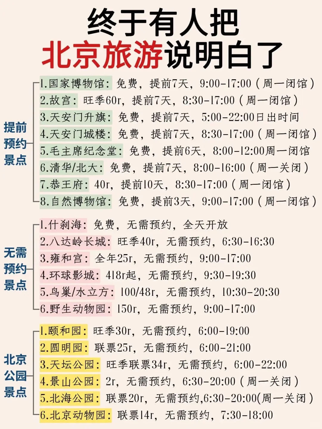 本地人熬夜整理的北京游攻略!超详细!