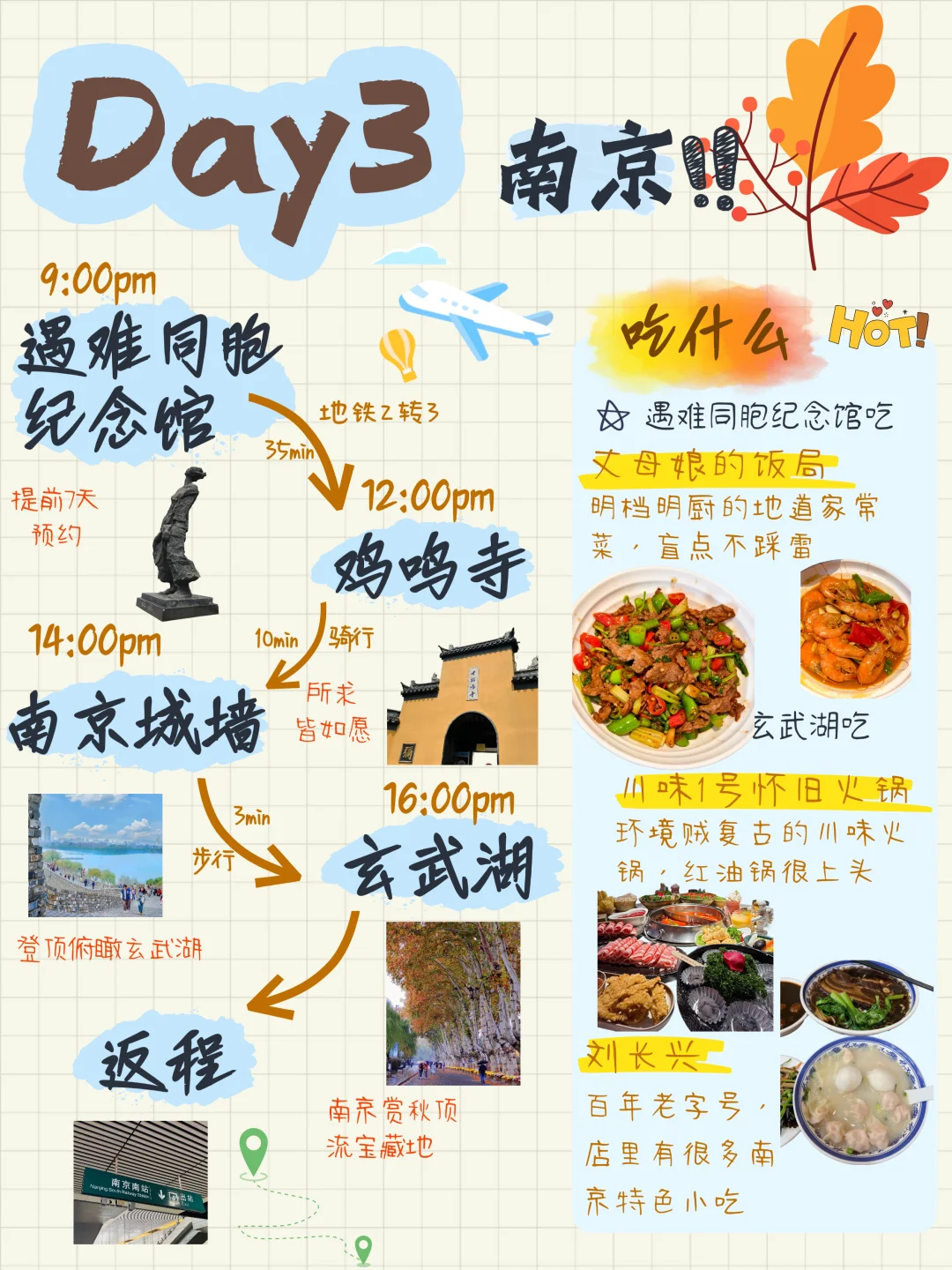 南京3日游保姆级旅游攻略‼️手绘版😭